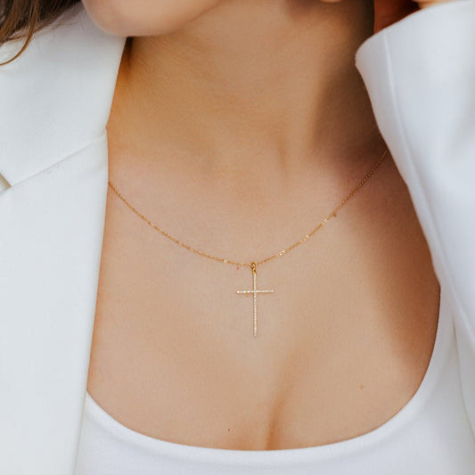 18K Diamond Necklace and Diamond Cross - Ryan Diamonds LA