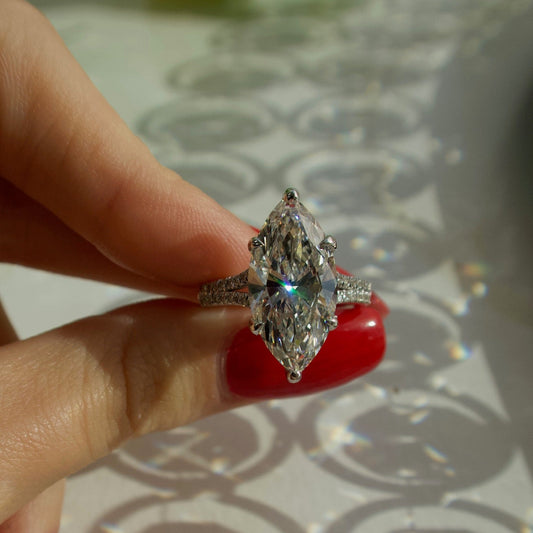 Aurelia Marquise Luxe 14K Gold Pavé Solitaire Ring - Ryan Diamonds LA