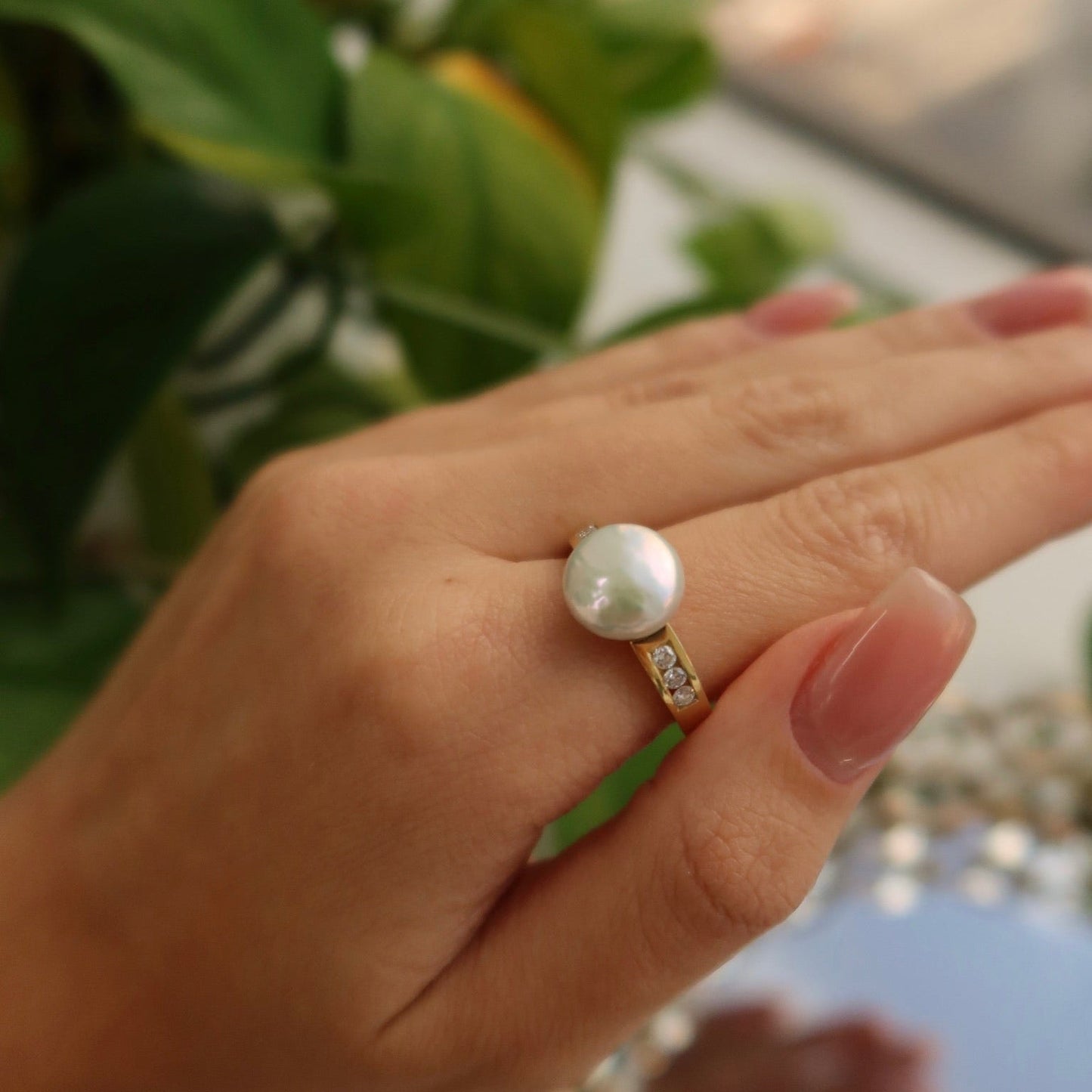 Celeste Pearl & Diamond Ring - Ryan Diamonds LA