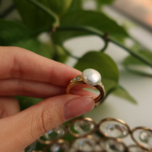 Celeste Pearl & Diamond Ring - Ryan Diamonds LA
