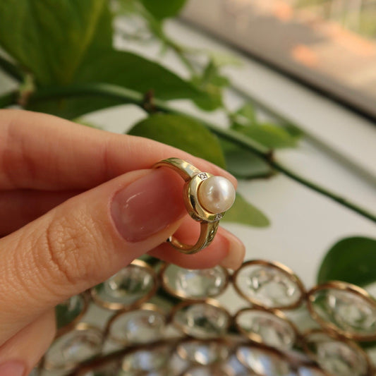 Classic Pearl and Diamond Accent Ring - Ryan Diamonds LA