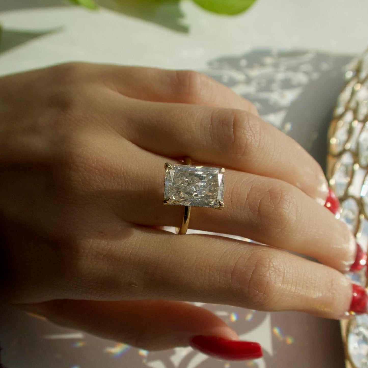Radiant Elegance 14K Yellow Gold Diamond Solitaire Ring - Ryan Diamonds LA