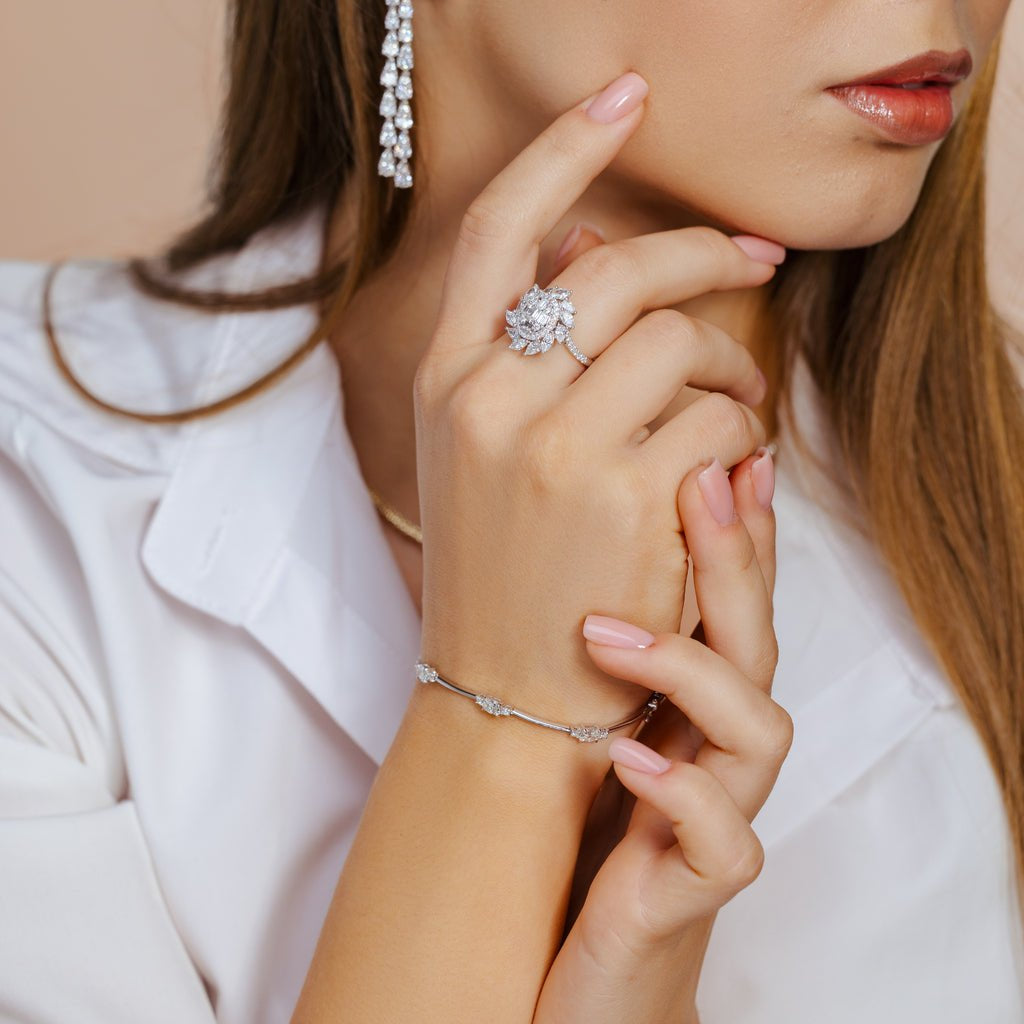 14K 7 Oval Diamond Bangle - Ryan Diamonds LA