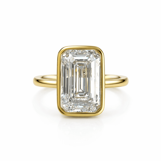 14K Bezel - Set Emerald Cut Diamond Ring - Ryan Diamonds LA