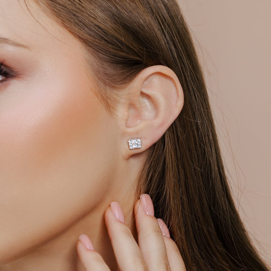 14k Diamond Baguette Stud Earrings - Ryan Diamonds LA