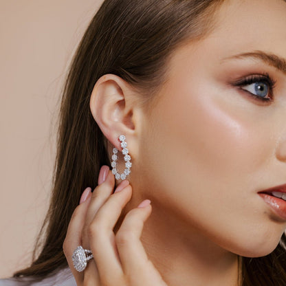 14K Diamond Hoop Cluster Earrings - Ryan Diamonds LA