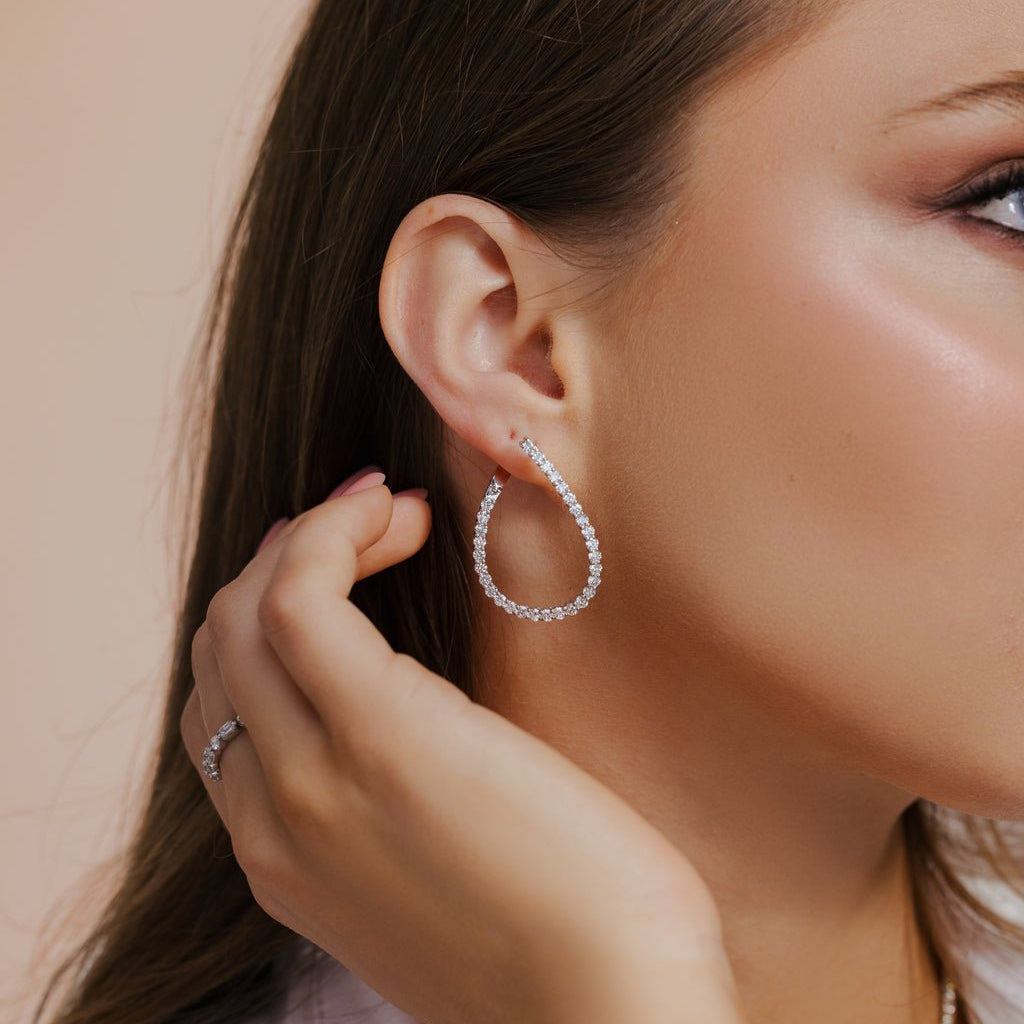 14K Diamond Hoop Earrings - Ryan Diamonds LA