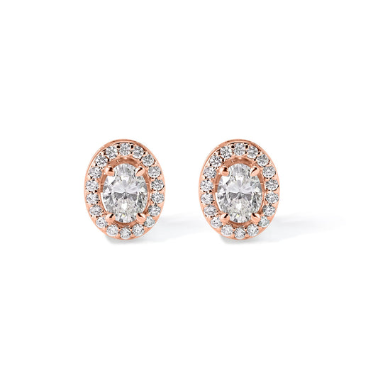 14K Diamond Oval Stud Earrings - My Store