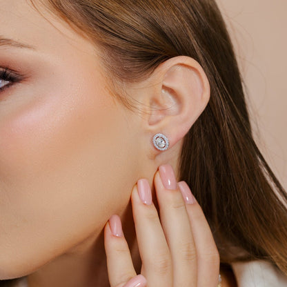 14K Diamond Oval Stud Earrings - Ryan Diamonds LA