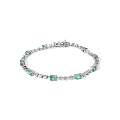 White Gold 14K Diamond with Emerald Gem Stone Bracelet - My Store