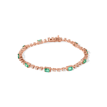 Rose Gold 14K Diamond with Emerald Gem Stone Bracelet - My Store