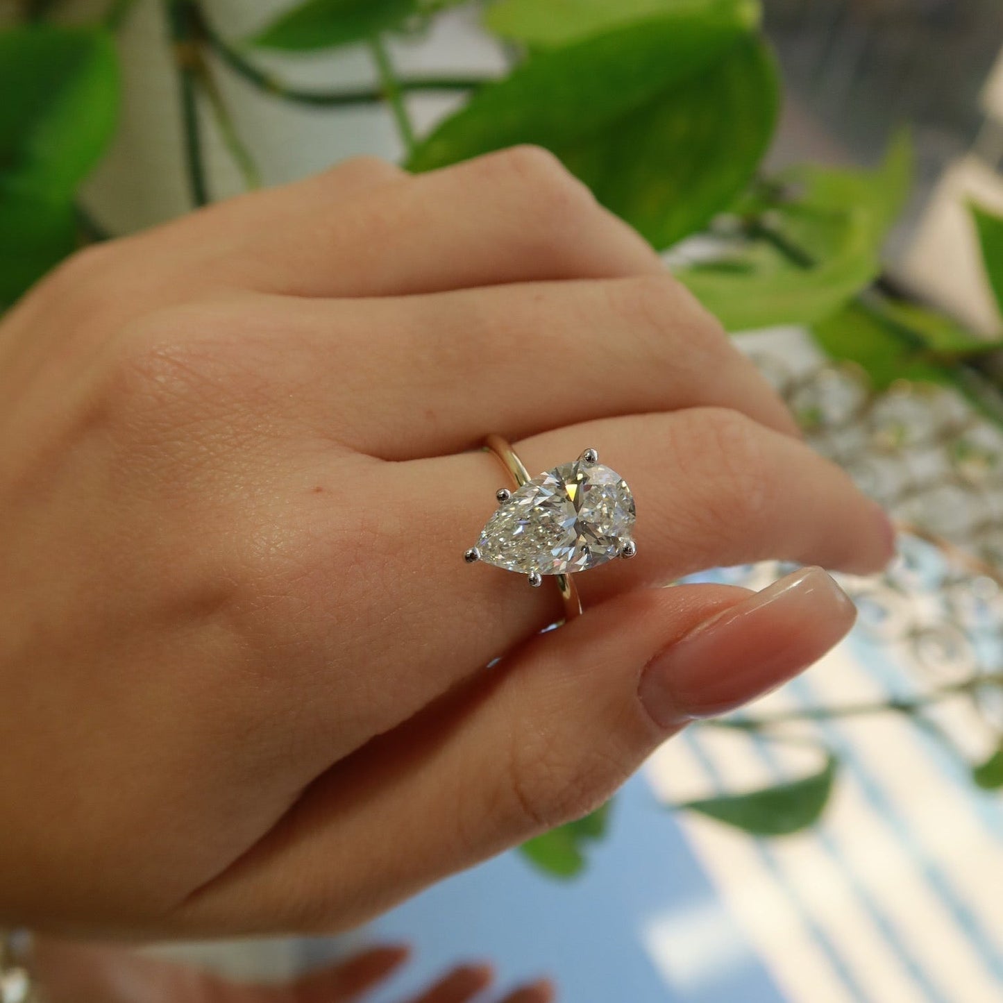 14K Elysia Pear - Cut Lab Diamond Solitaire Ring - Ryan Diamonds LA