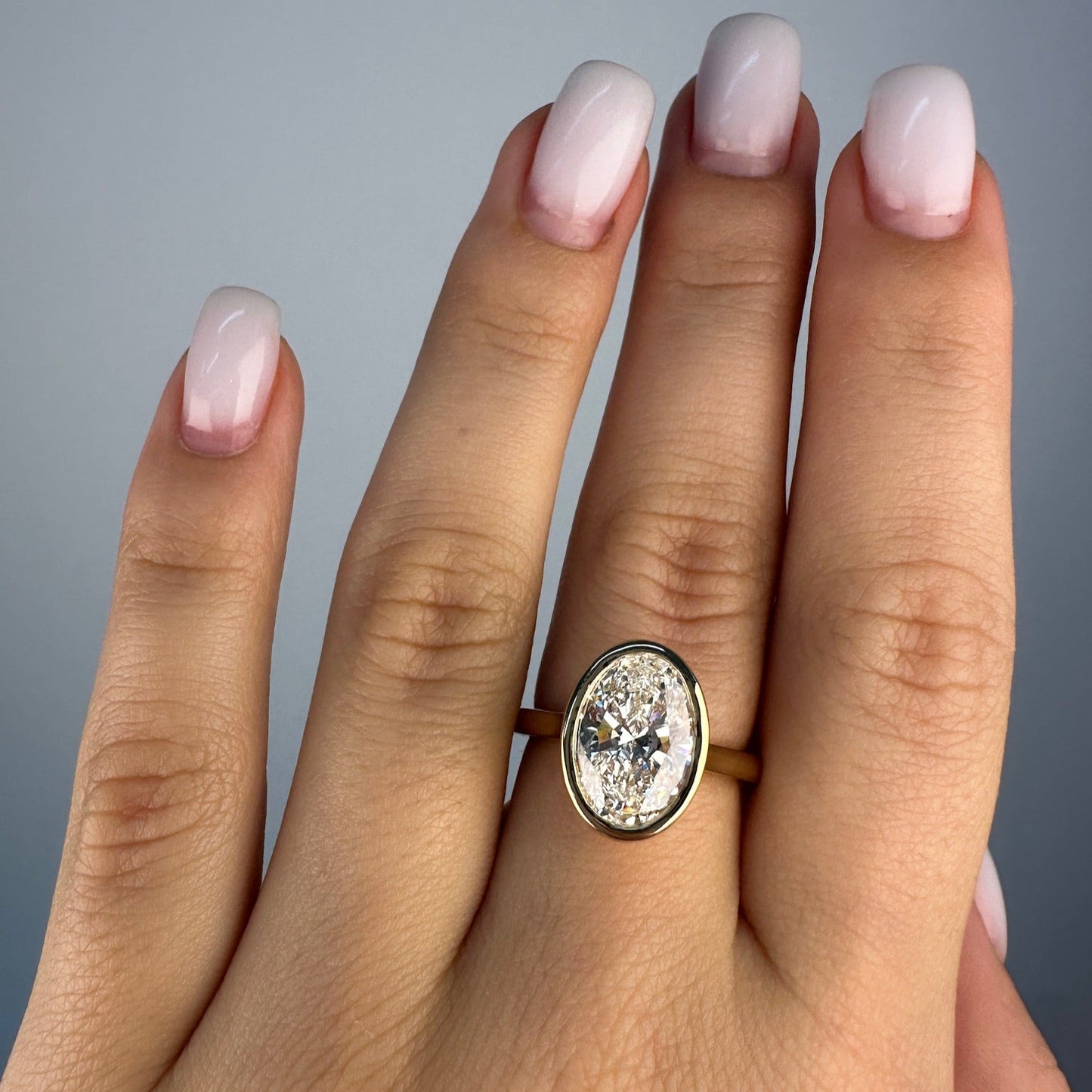 14k Gold Oval Bezel Diamond Ring - Ryan Diamonds LA