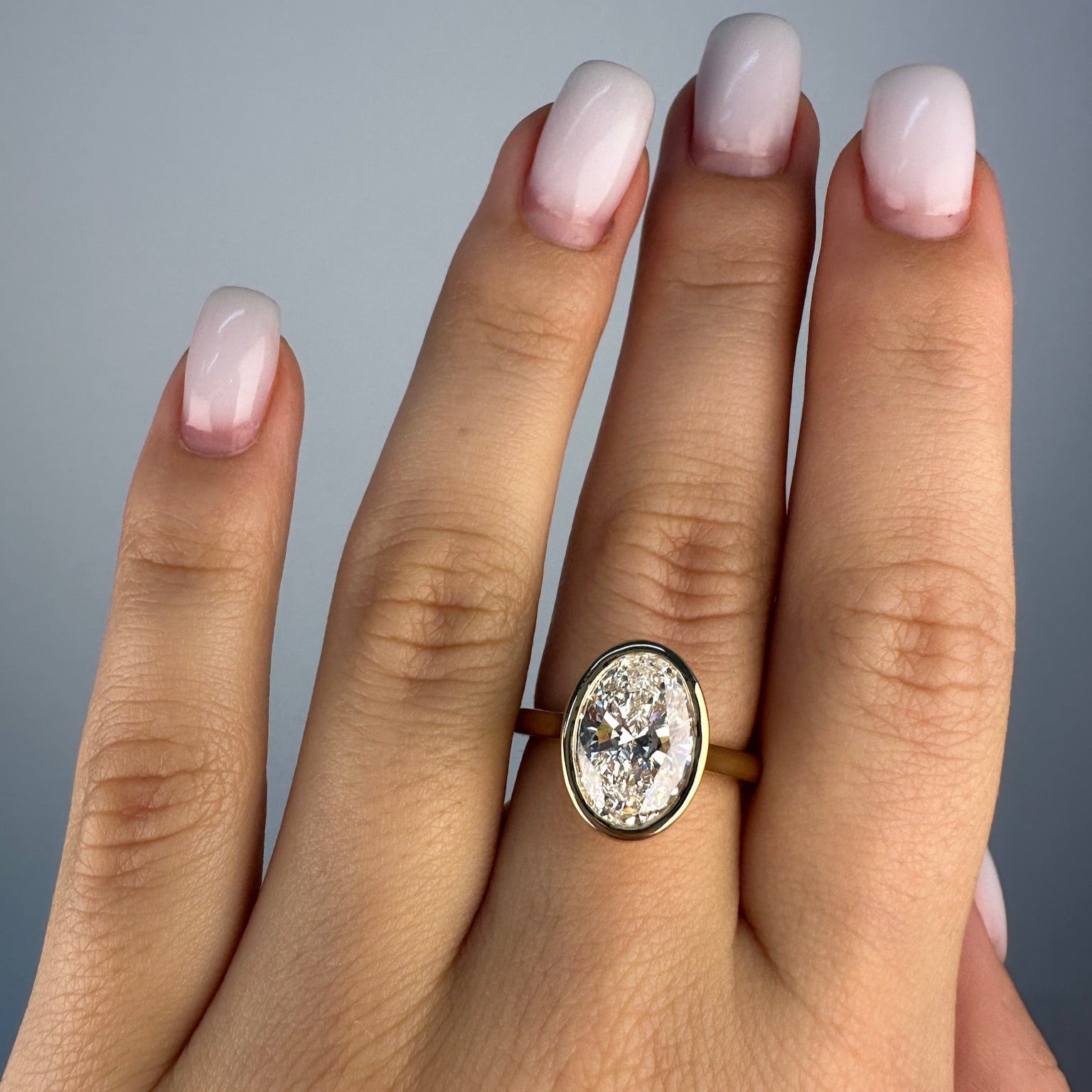 14k Gold Oval Bezel Diamond Ring - Ryan Diamonds LA