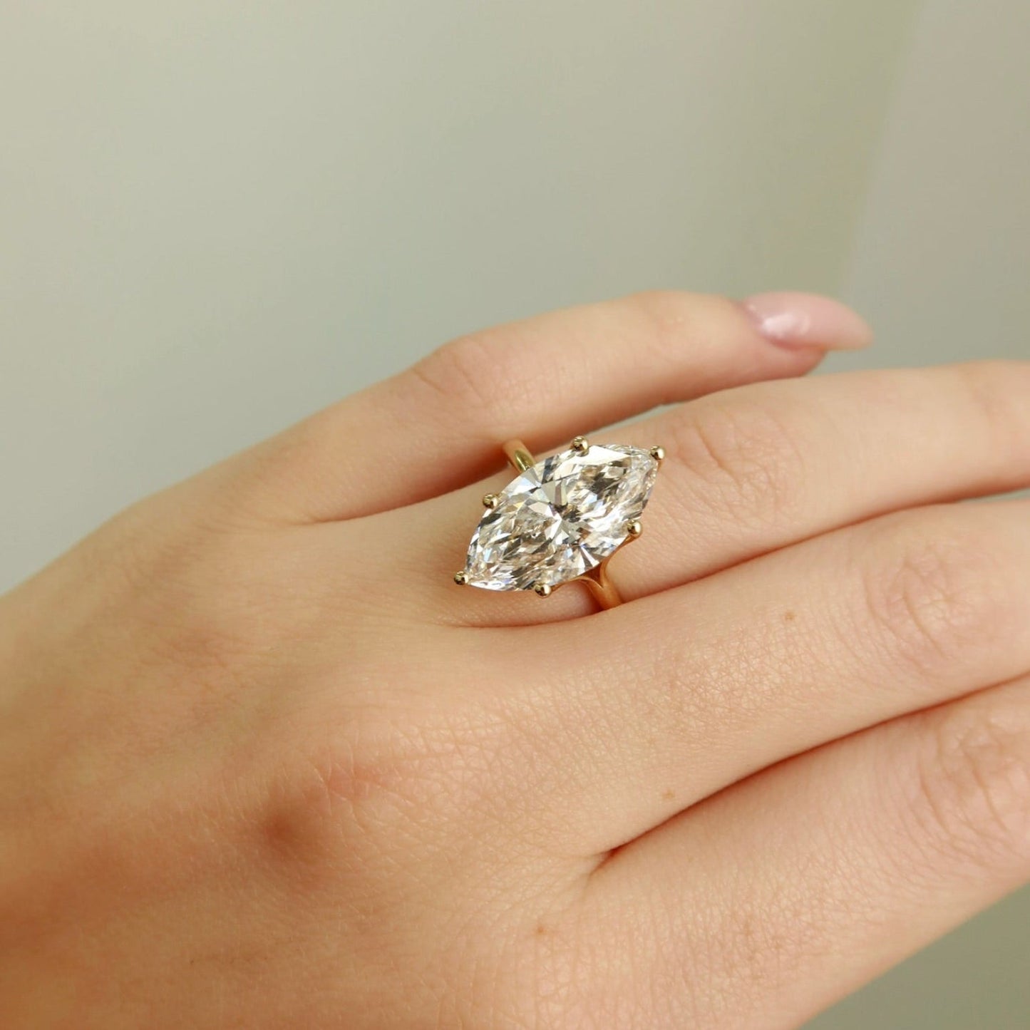 14K Yellow Gold Marquise - Cut Diamond Solitaire Ring - Ryan Diamonds Inc.