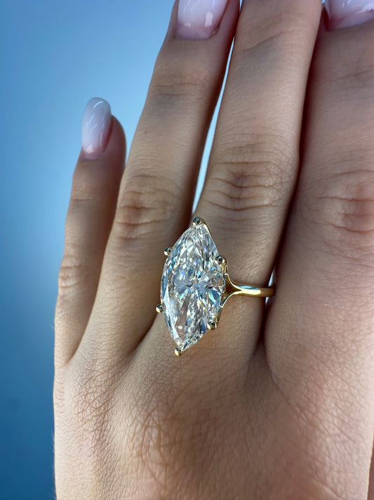 14K Yellow Gold Marquise - Cut Diamond Solitaire Ring - Ryan Diamonds LA