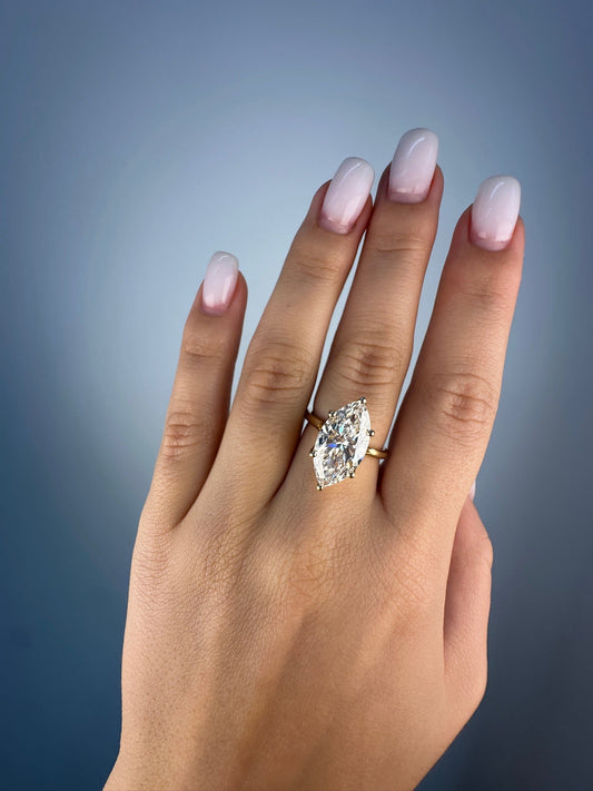 14K Yellow Gold Marquise - Cut Diamond Solitaire Ring - Ryan Diamonds LA