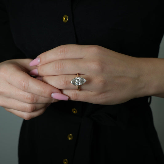 14K Yellow Gold Marquise - Cut Diamond Solitaire Ring - Ryan Diamonds LA