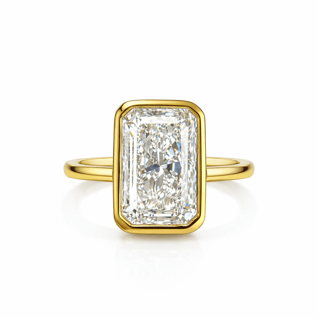 14K Yellow Gold Radiant - Cut Diamond Bezel Ring - Ryan Diamonds LA