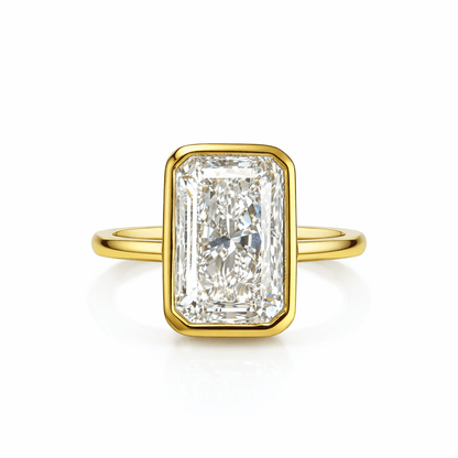 14K Yellow Gold Radiant - Cut Diamond Bezel Ring - Ryan Diamonds LA