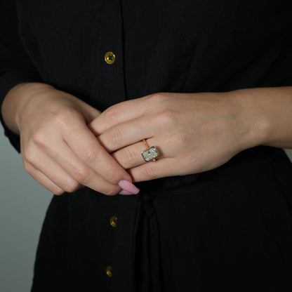 14K Yellow Gold Radiant - Cut Diamond Bezel Ring - Ryan Diamonds LA