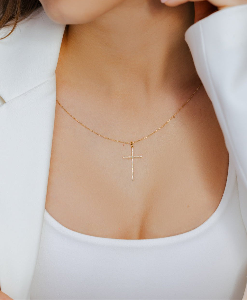 18K Diamond Necklace and Diamond Cross - Ryan Diamonds LA