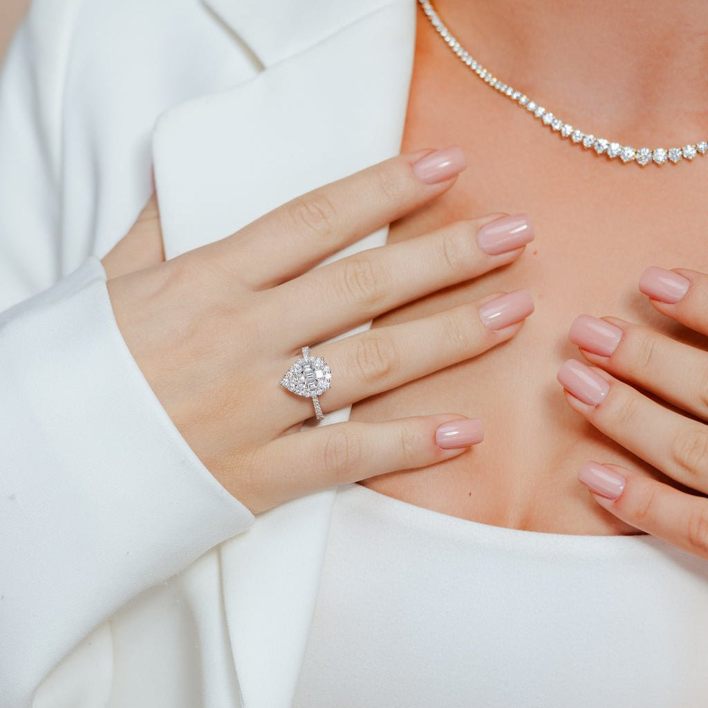 18K Diamond Pear Shape Ladies Ring - Ryan Diamonds LA