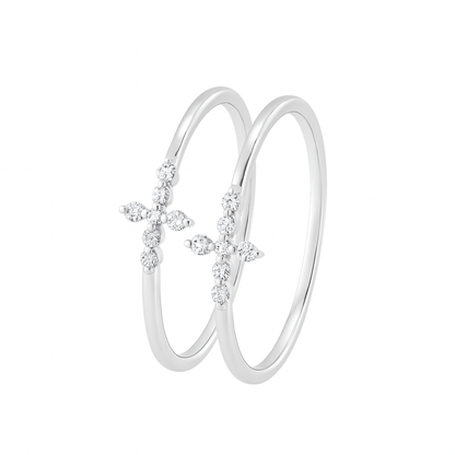 18K White Gold Diamond Cross Ring - Ryan Diamonds LA