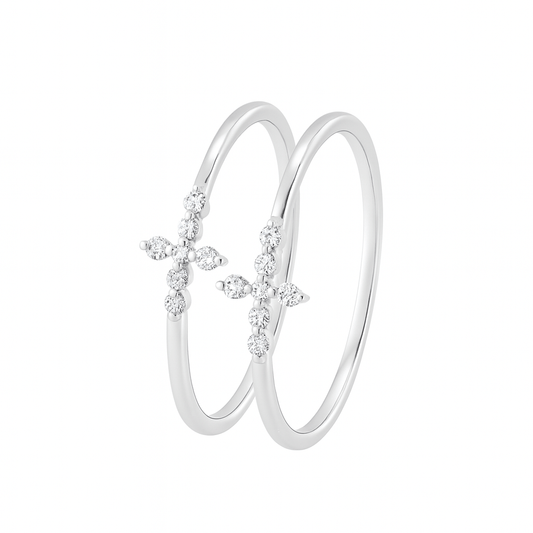 18K White Gold Diamond Cross Ring - Ryan Diamonds LA