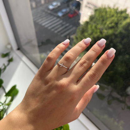 18K White Gold Diamond Cross Ring - Ryan Diamonds LA