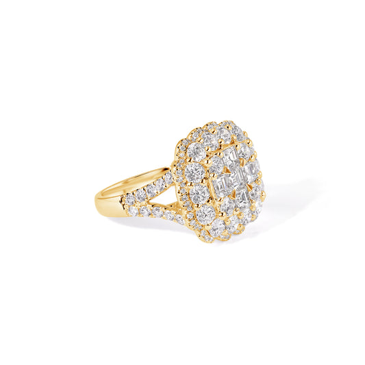 Yellow Gold 18K Diamond Ladies Ring