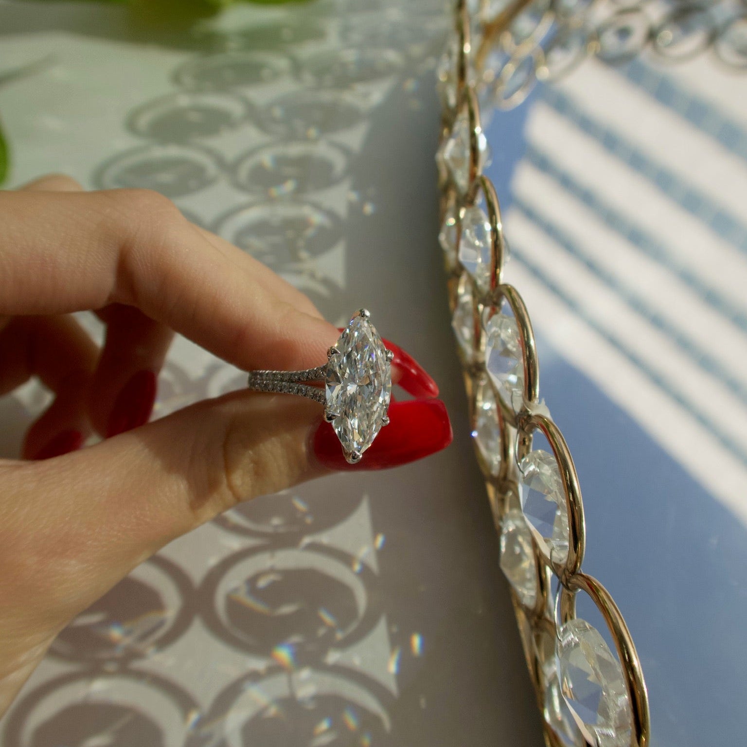 Aurelia Marquise Luxe 14K Gold Pavé Solitaire Ring - Ryan Diamonds LA