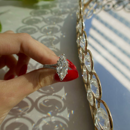 Aurelia Marquise Luxe 14K Gold Pavé Solitaire Ring - Ryan Diamonds LA