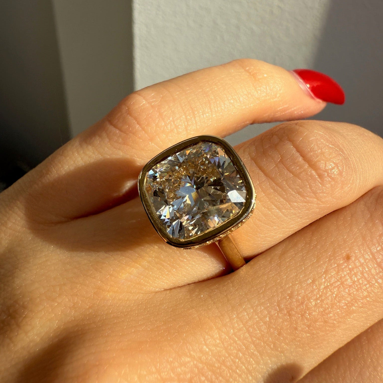Aurora Bezel Radiant Diamond Ring - Ryan Diamonds LA