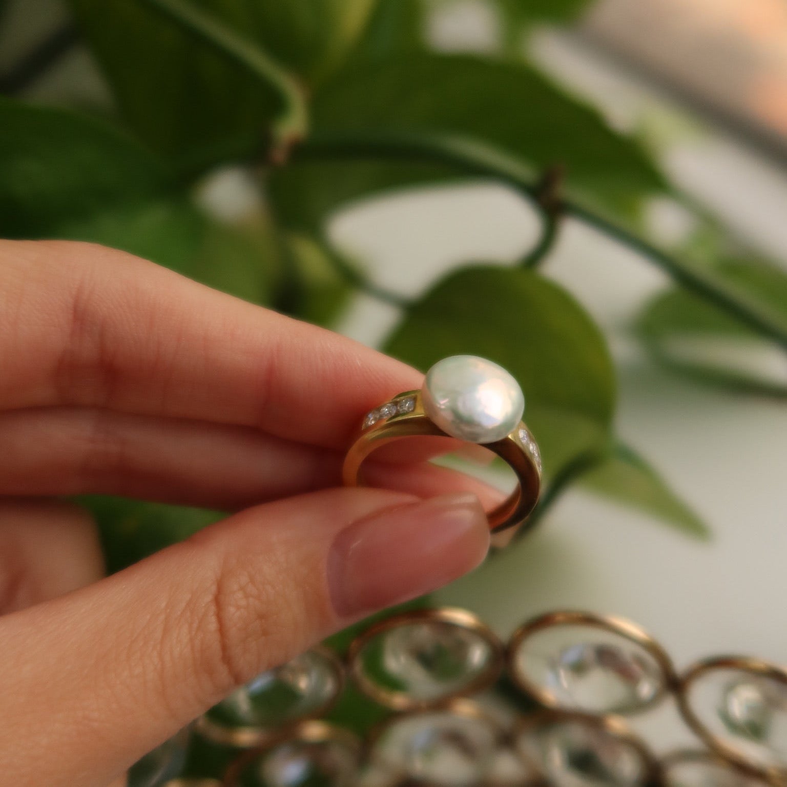 Celeste Pearl & Diamond Ring - Ryan Diamonds LA