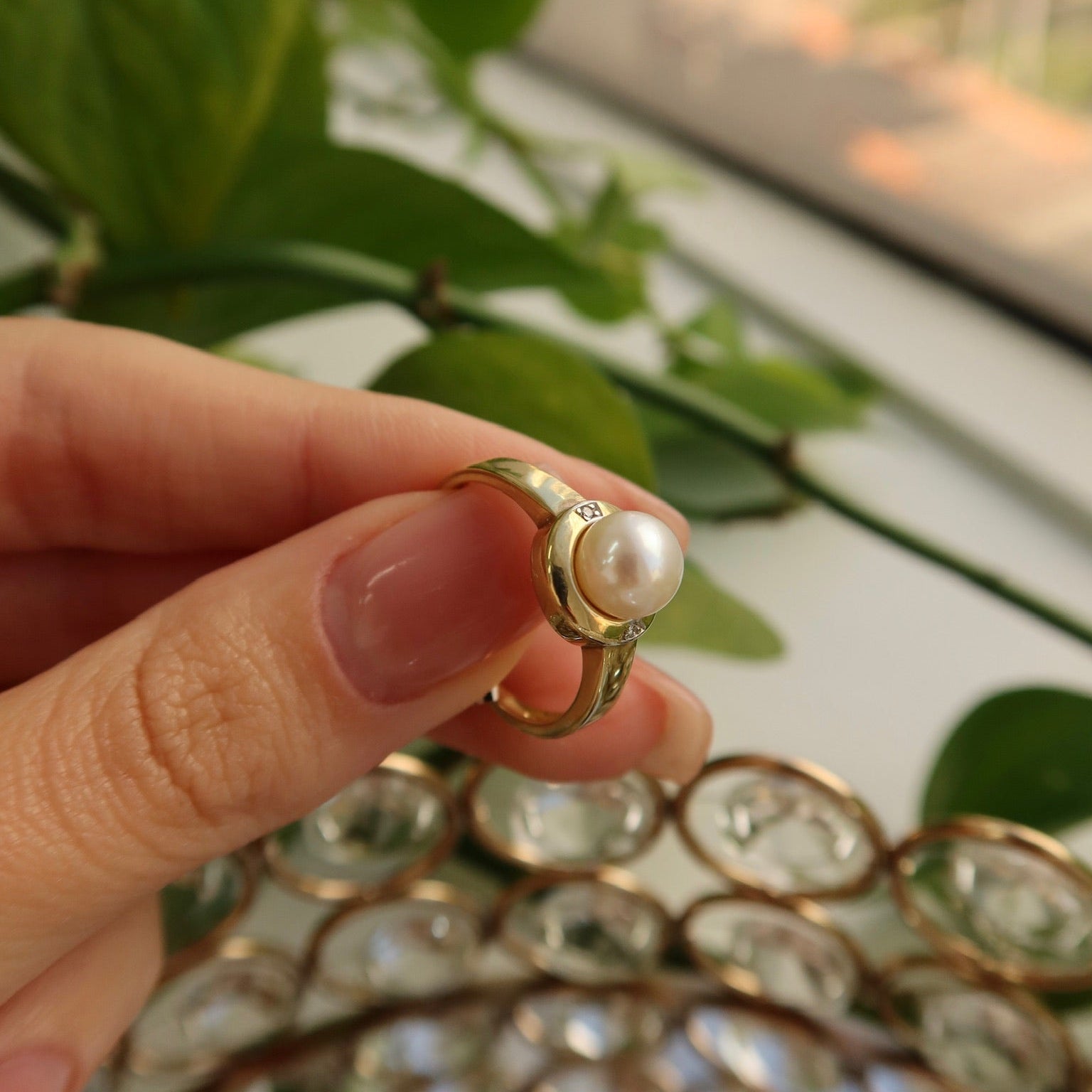 Classic Pearl and Diamond Accent Ring - Ryan Diamonds LA