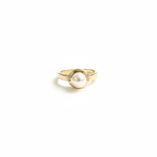 Classic Pearl and Diamond Accent Ring - Ryan Diamonds LA