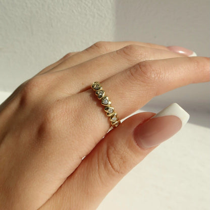 Diamond Heart Eternity Band in 14K Yellow Gold - Ryan Diamonds Inc.