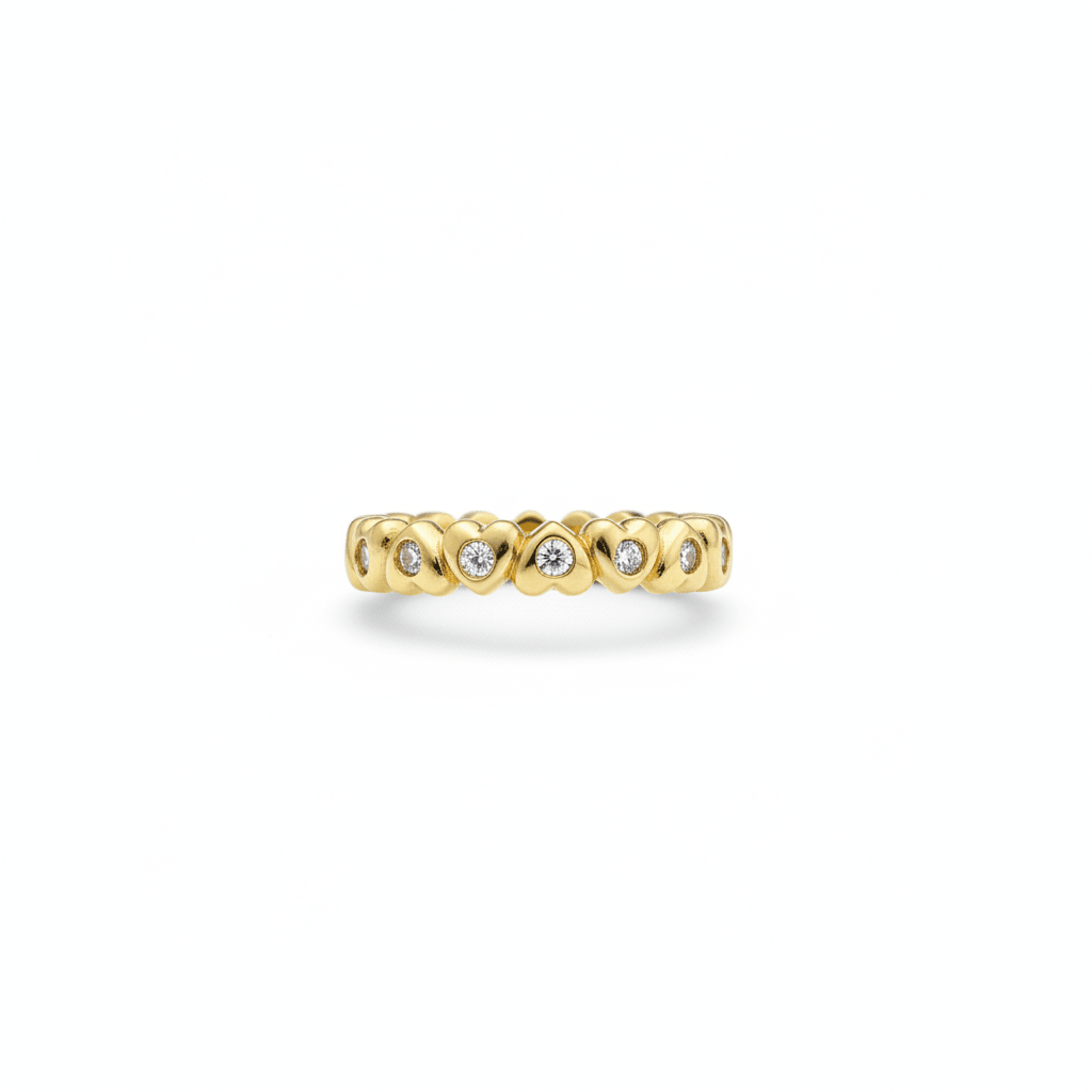 Diamond Heart Eternity Band in 14K Yellow Gold - Ryan Diamonds Inc.