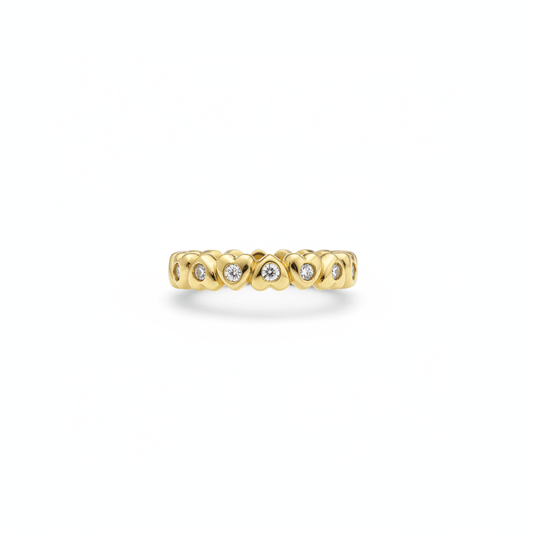 Diamond Heart Eternity Band in 14K Yellow Gold - Ryan Diamonds Inc.