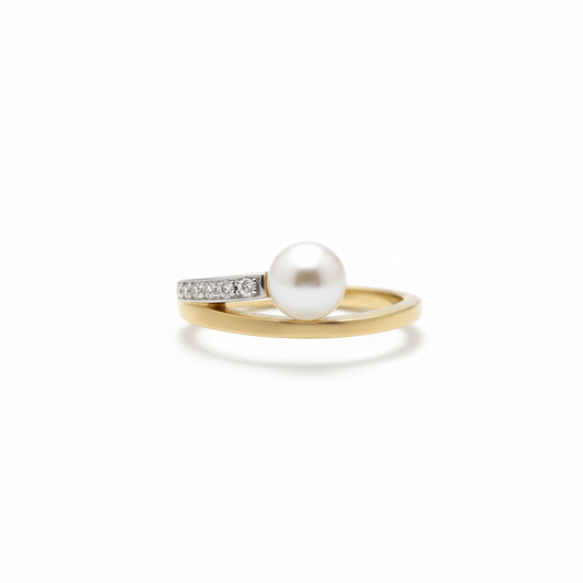 Golden Swirl Pearl & Diamond Ring - Ryan Diamonds LA