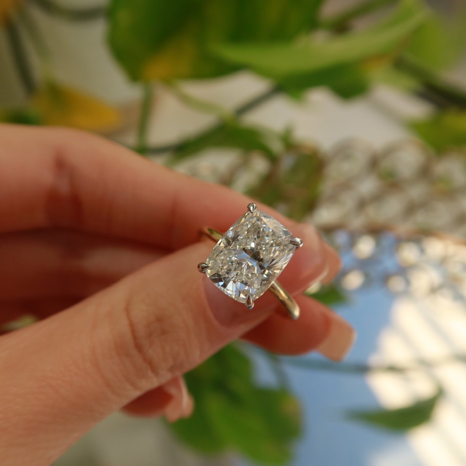 Lustra Radiant 14K Gold Cushion - Cut Solitaire Ring - Ryan Diamonds LA