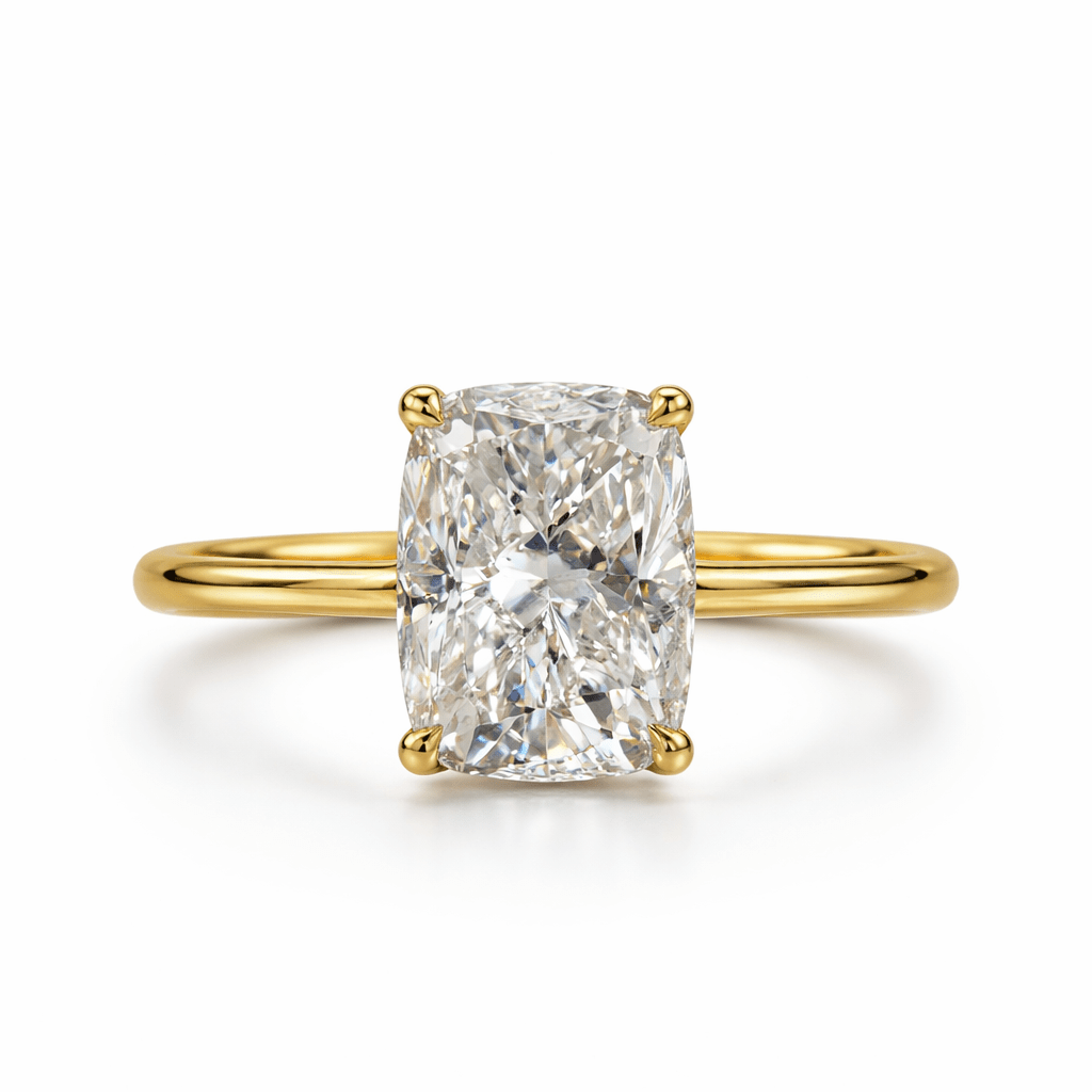 Lustra Radiant 14K Gold Cushion - Cut Solitaire Ring - Ryan Diamonds LA