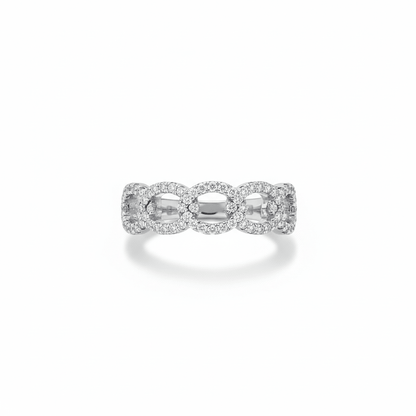 Pavé Diamond Interlocking Band in 18K White Gold - Ryan Diamonds Inc.