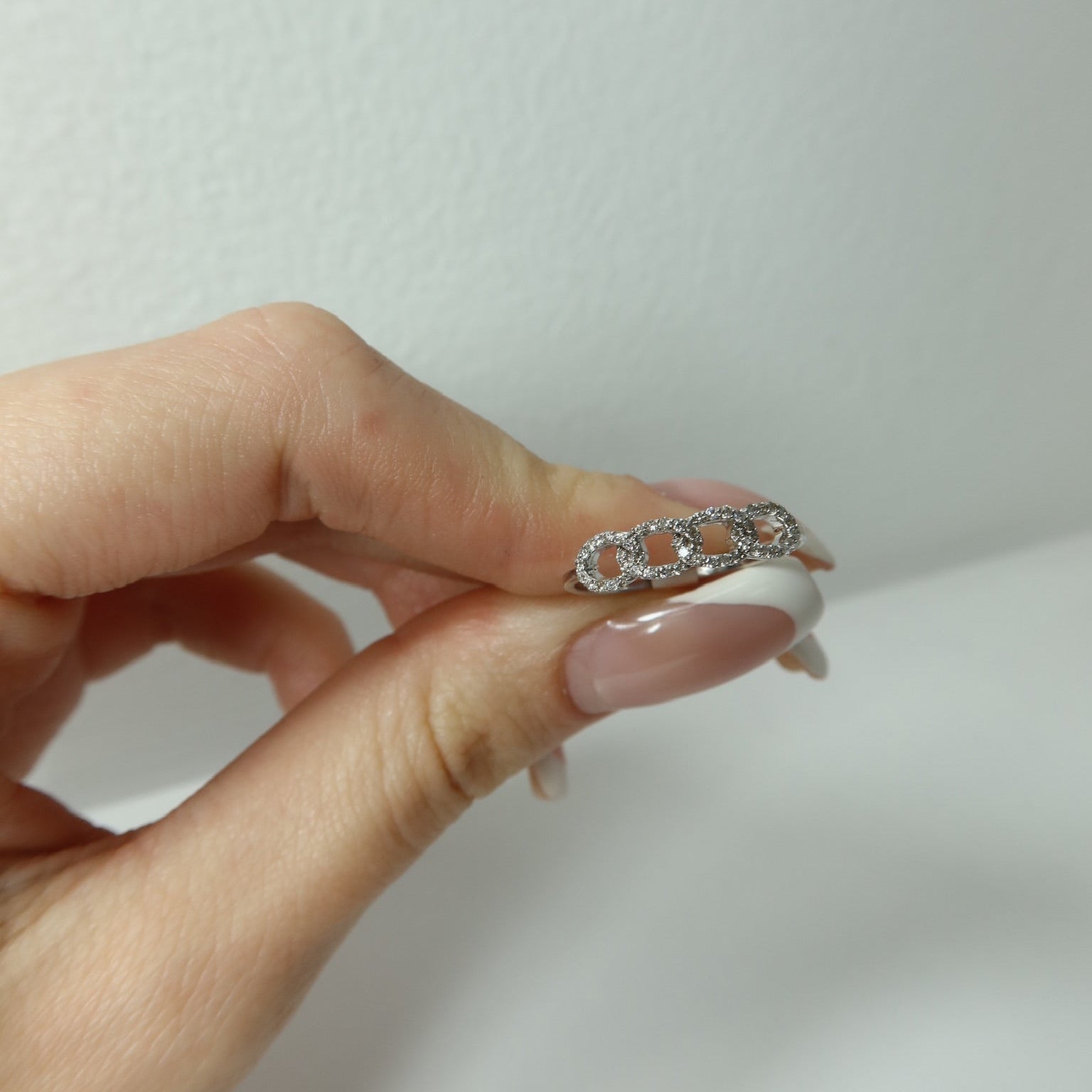 Pavé Diamond Interlocking Band in 18K White Gold - Ryan Diamonds Inc.