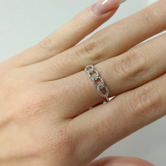 Pavé Diamond Interlocking Band in 18K White Gold - Ryan Diamonds Inc.