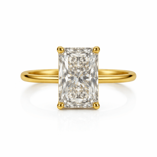 Radiant Elegance 14K Yellow Gold Diamond Solitaire Ring - Ryan Diamonds LA