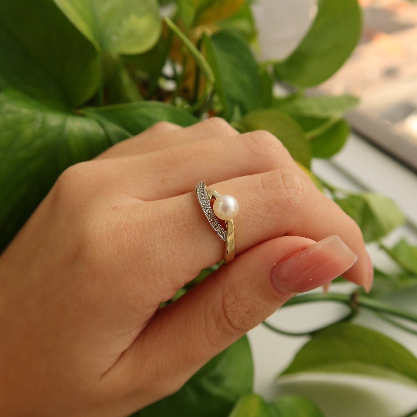 Serene Pearl Twist Ring - Ryan Diamonds LA