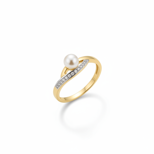 Serene Pearl Twist Ring - Ryan Diamonds LA